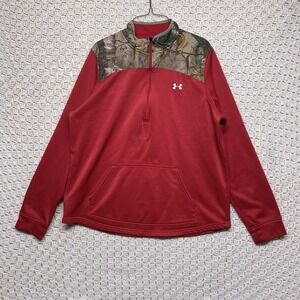 Under Armour Real tree Jacket  Women Sz XL Red Camo Pullover ‎ Long Sleeve